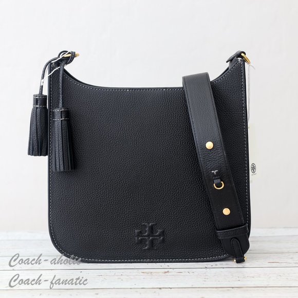 Tory Burch Handbags - NWT Tory Burch Thea Web Large Shoulder Bag Leather Crossbody in Black